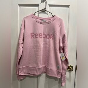 REEBOK NWT Pink Logo Cozy Relaxed Fit Crewneck Sweatshirt SIZE LARGE Brand New